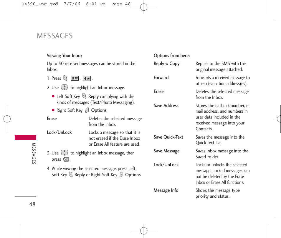 Messages | LG UX390 User Manual | Page 48 / 105