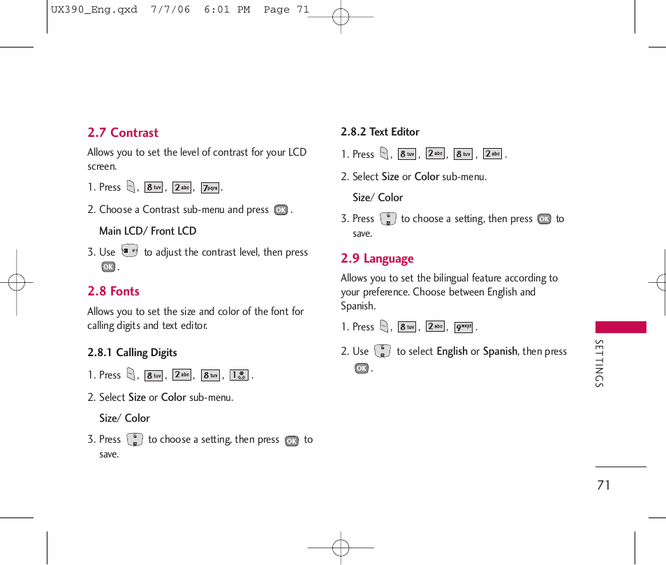 LG UX390 User Manual | Page 71 / 105