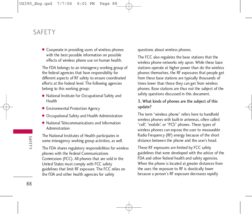 Safety | LG UX390 User Manual | Page 88 / 105