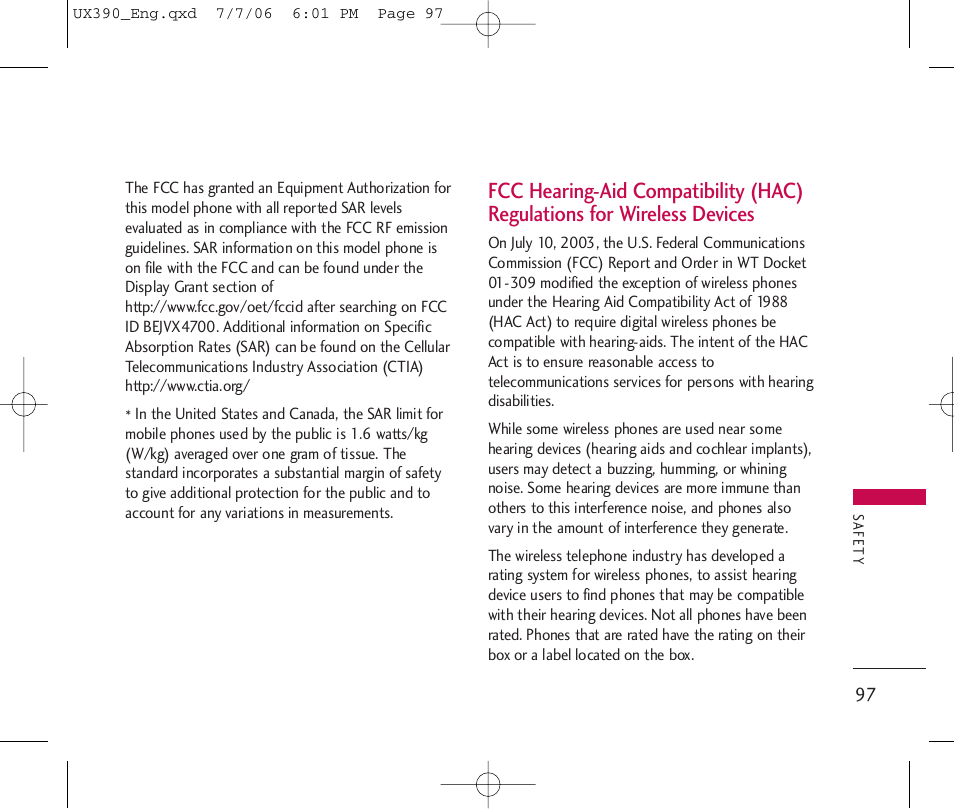 LG UX390 User Manual | Page 97 / 105