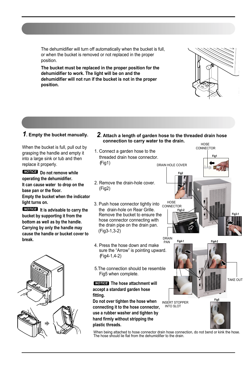 Automatic shut off disposing of collected water, 12 dehumidifier operating instructions | LG LD301 User Manual | Page 12 / 32