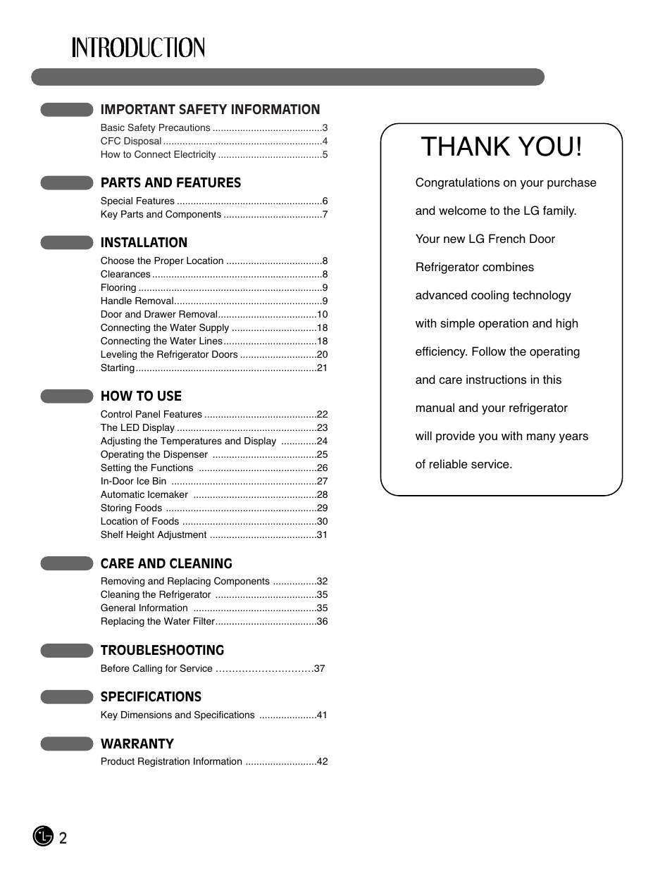 LG LMX21981ST User Manual | Page 2 / 46
