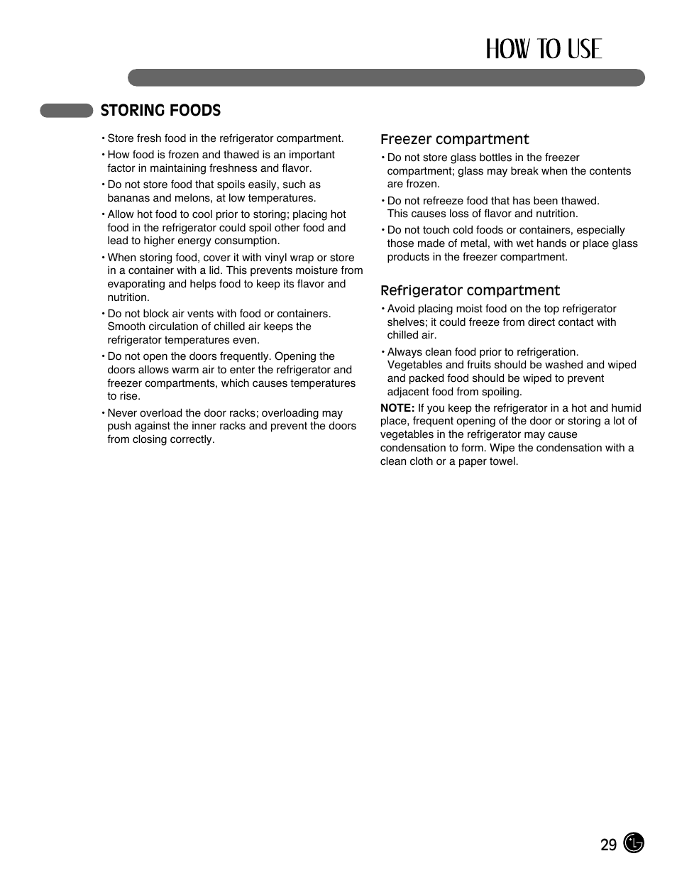 29 storing foods | LG LMX21981ST User Manual | Page 29 / 46