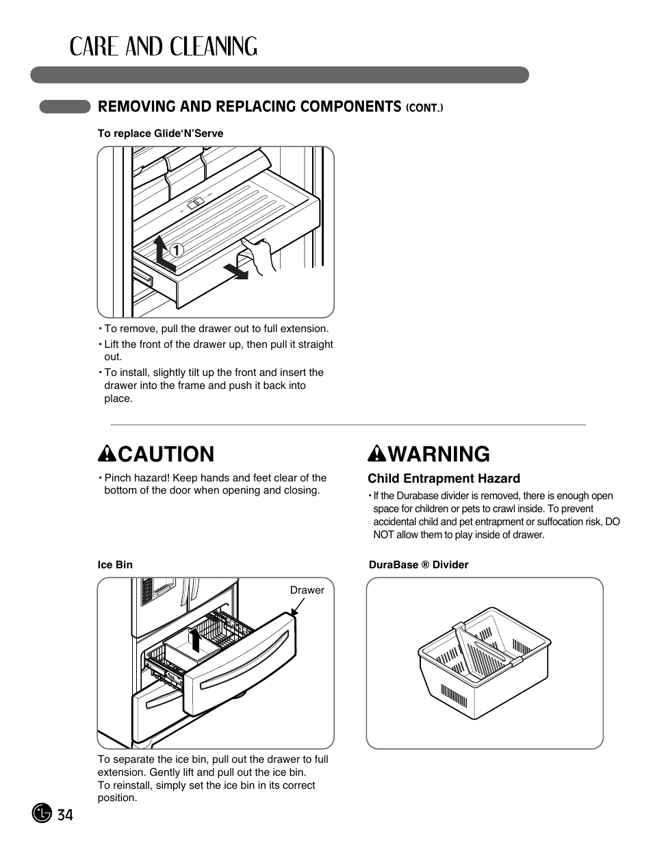 Wcaution, Wwarning | LG LMX21981ST User Manual | Page 34 / 46