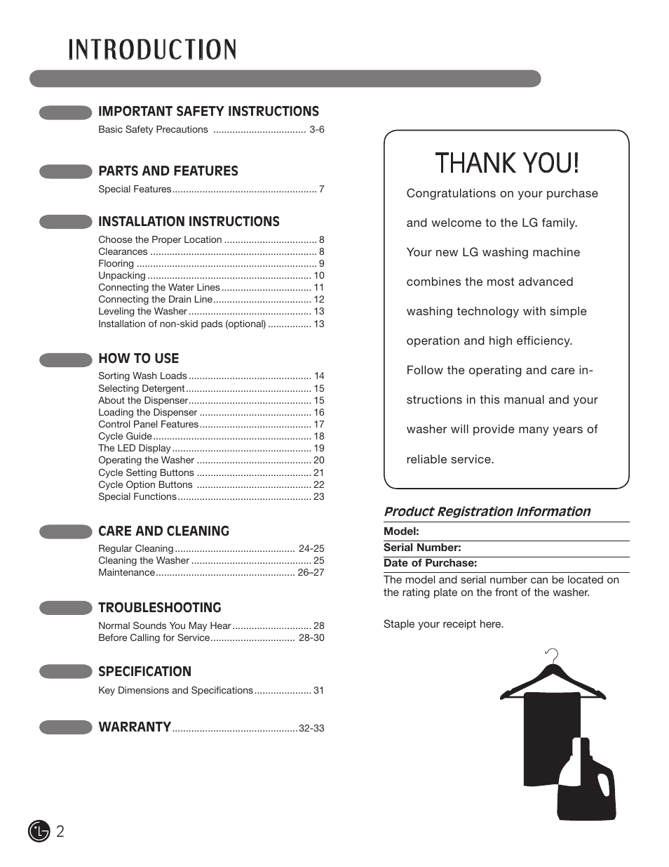 LG WM3455HS User Manual | Page 2 / 108
