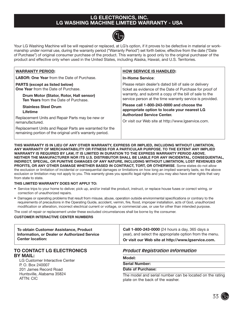 LG WM3455HS User Manual | Page 33 / 108