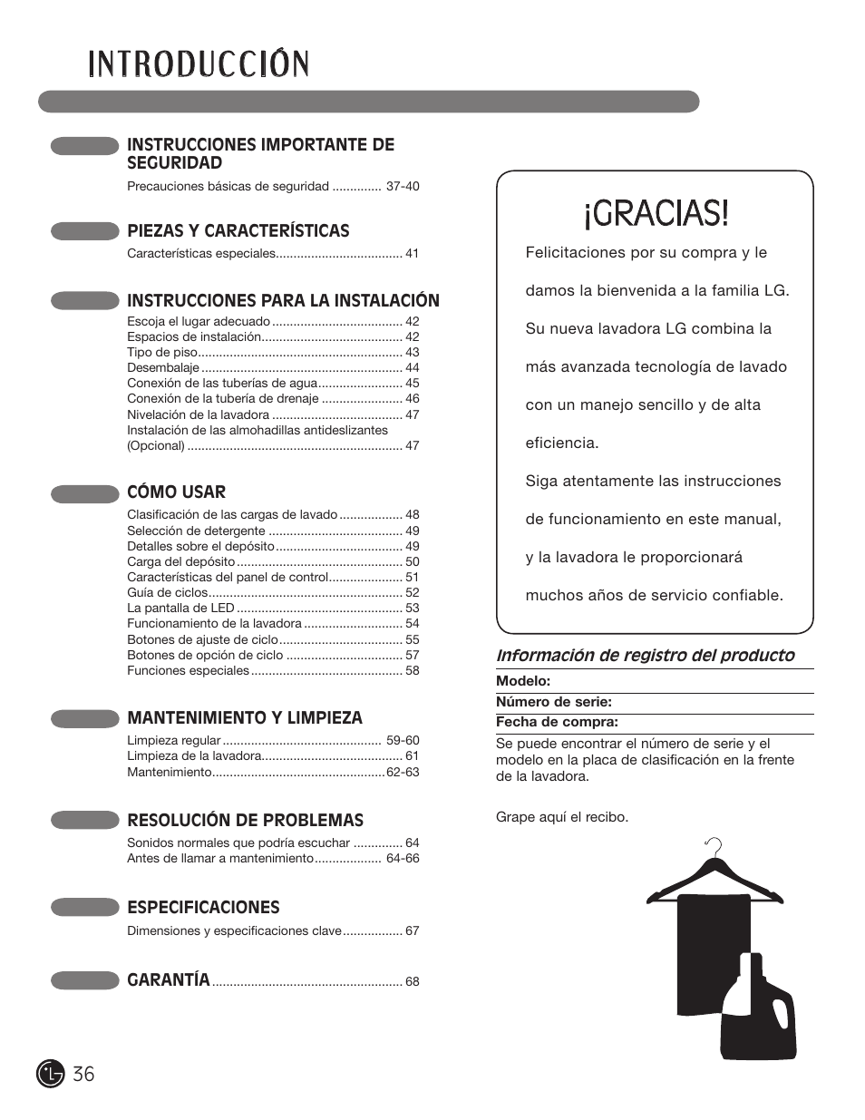 Gracias | LG WM3455HS User Manual | Page 36 / 108