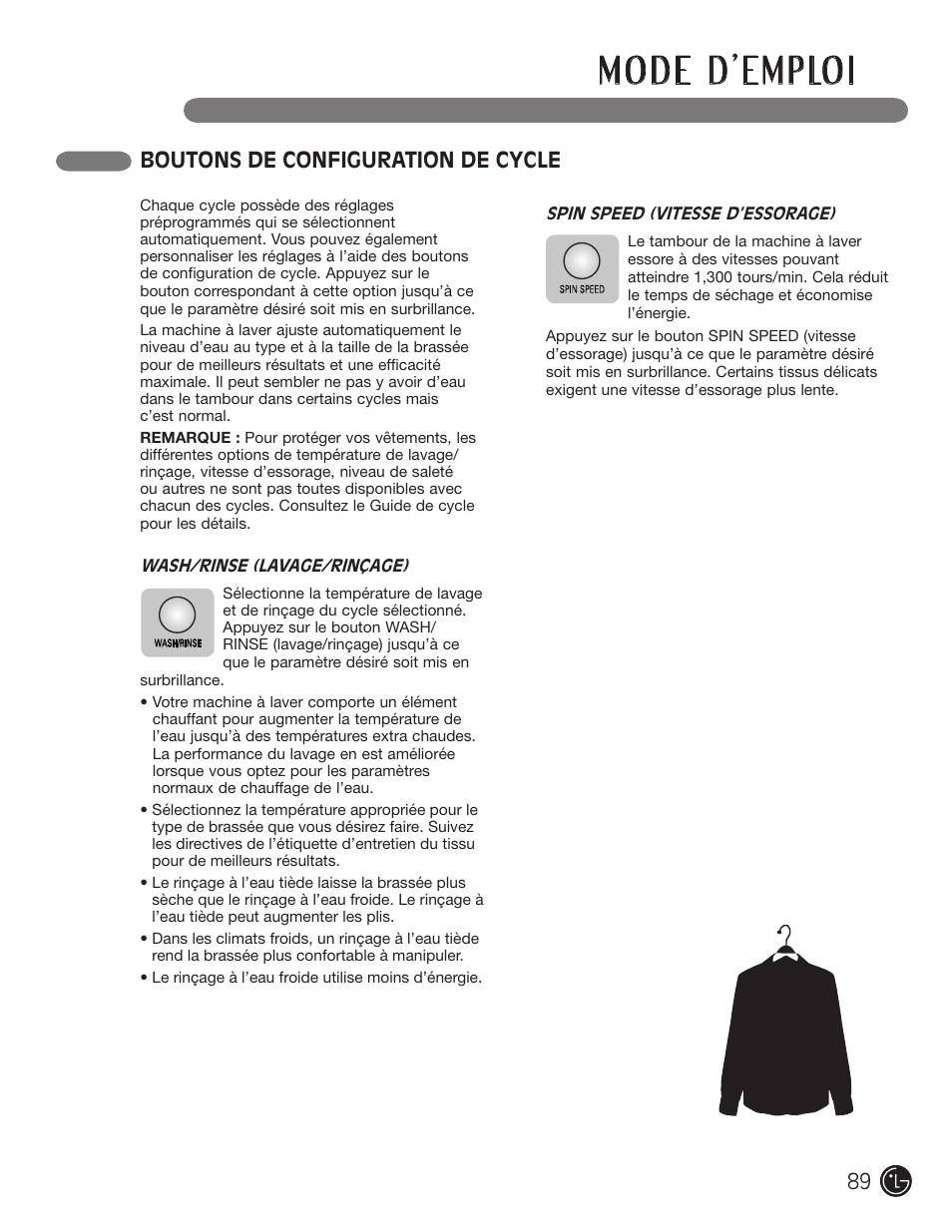 Boutons de configuration de cycle | LG WM3455HS User Manual | Page 89 / 108