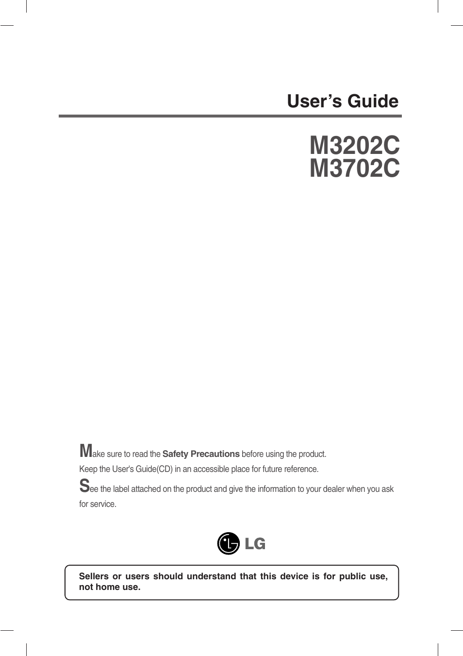 LG M3702C-BH User Manual | 67 pages