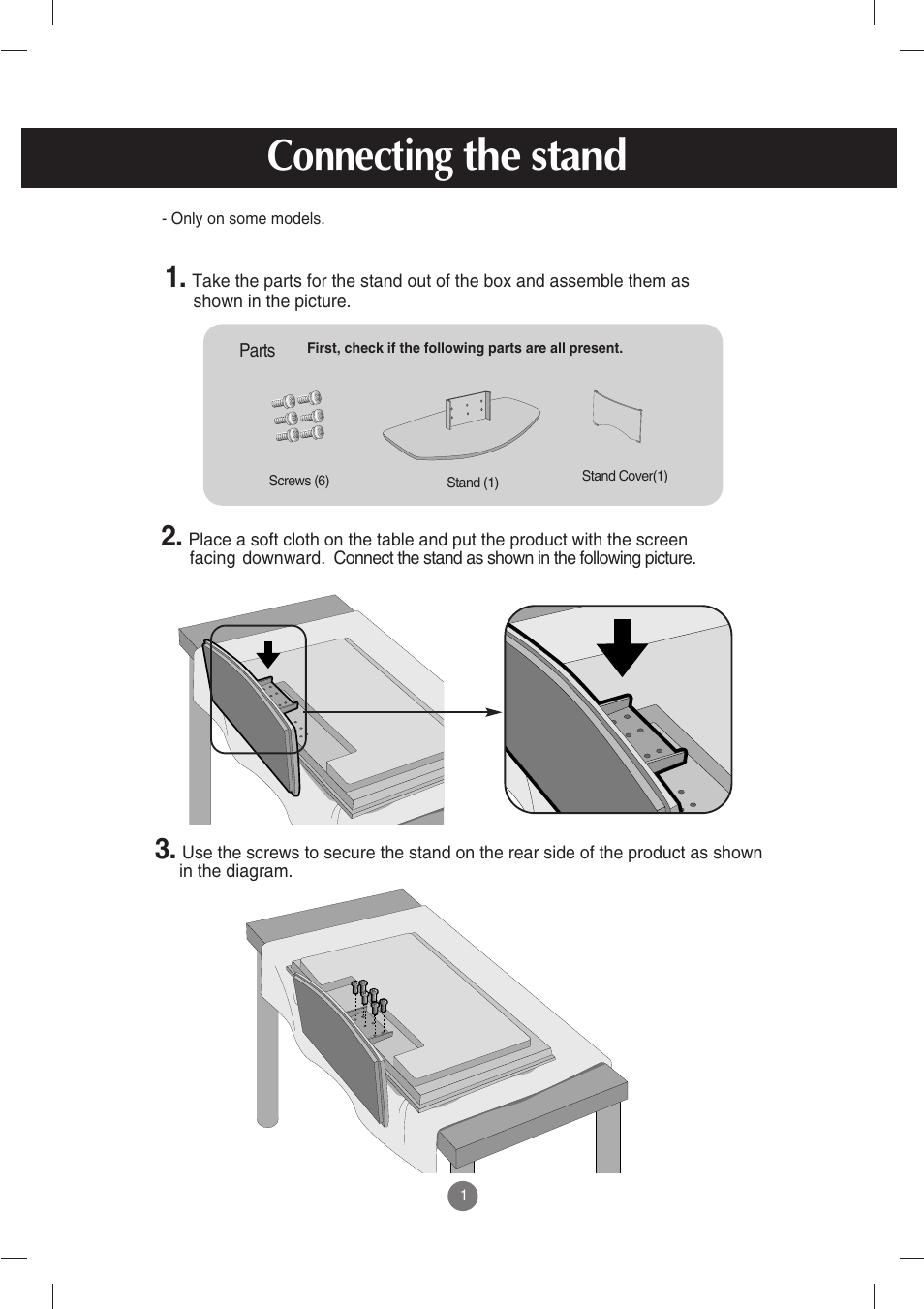Connecting the stand | LG M3702C-BH User Manual | Page 2 / 67