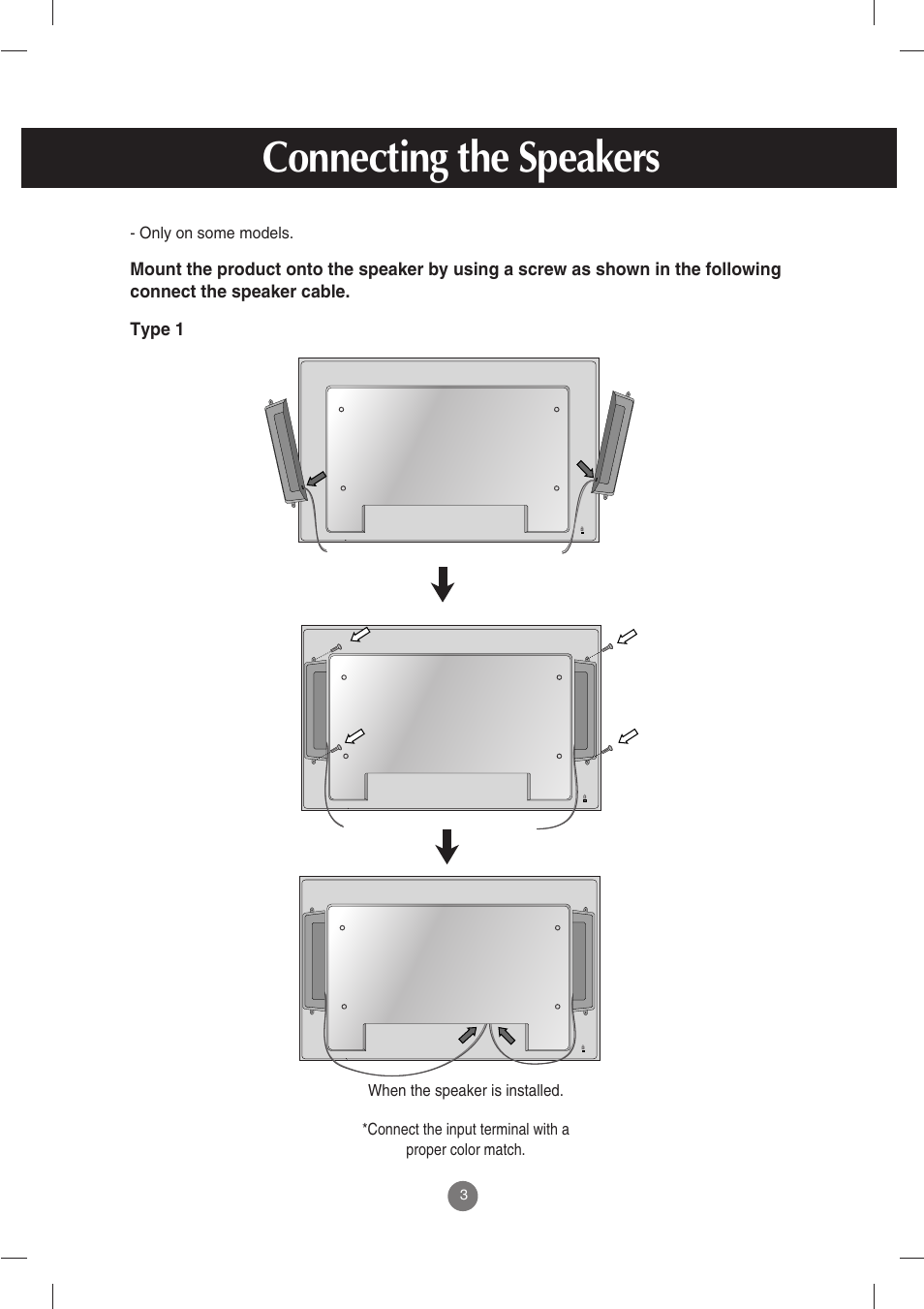Connecting the speakers | LG M3702C-BH User Manual | Page 4 / 67