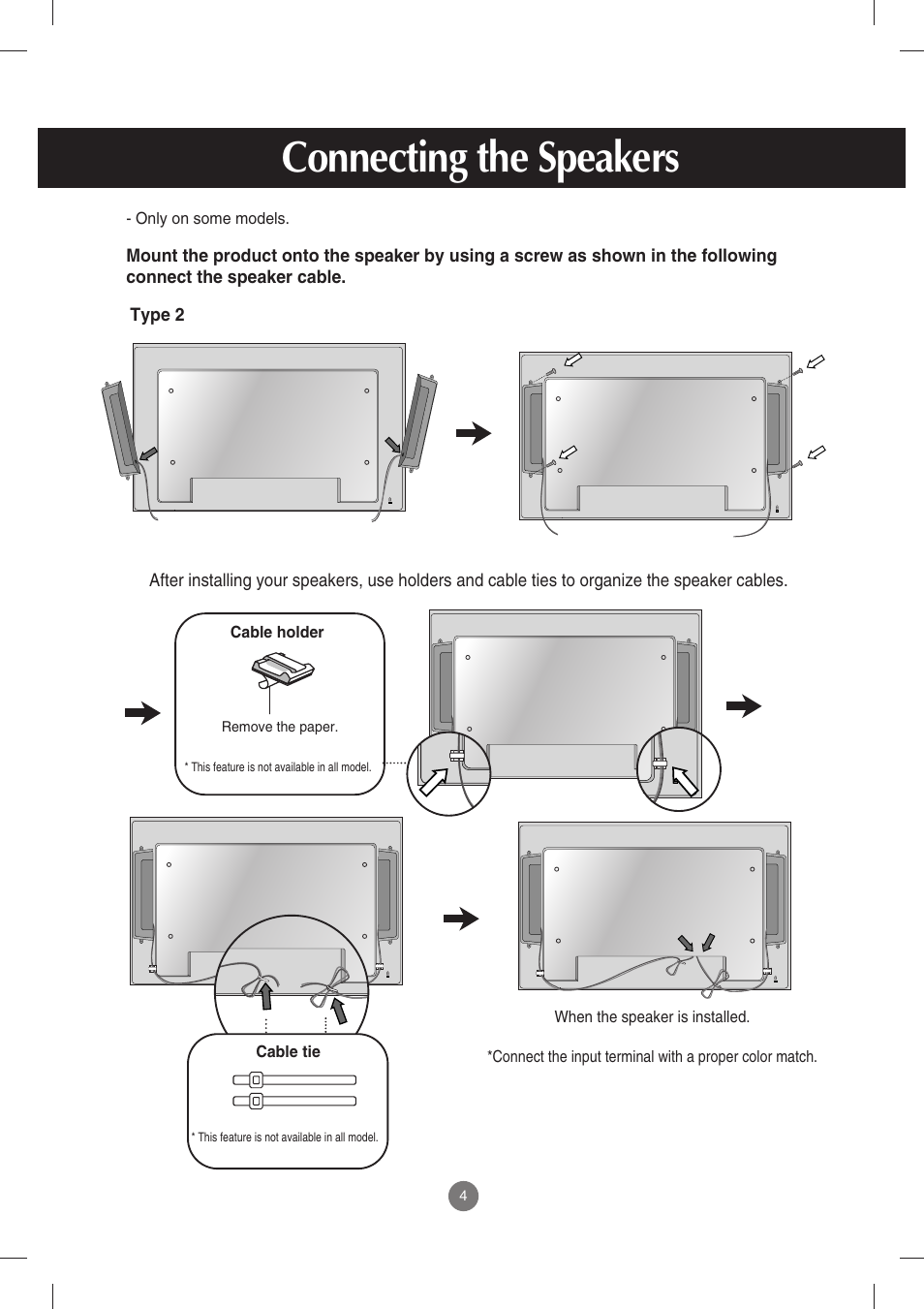Connecting the speakers | LG M3702C-BH User Manual | Page 5 / 67