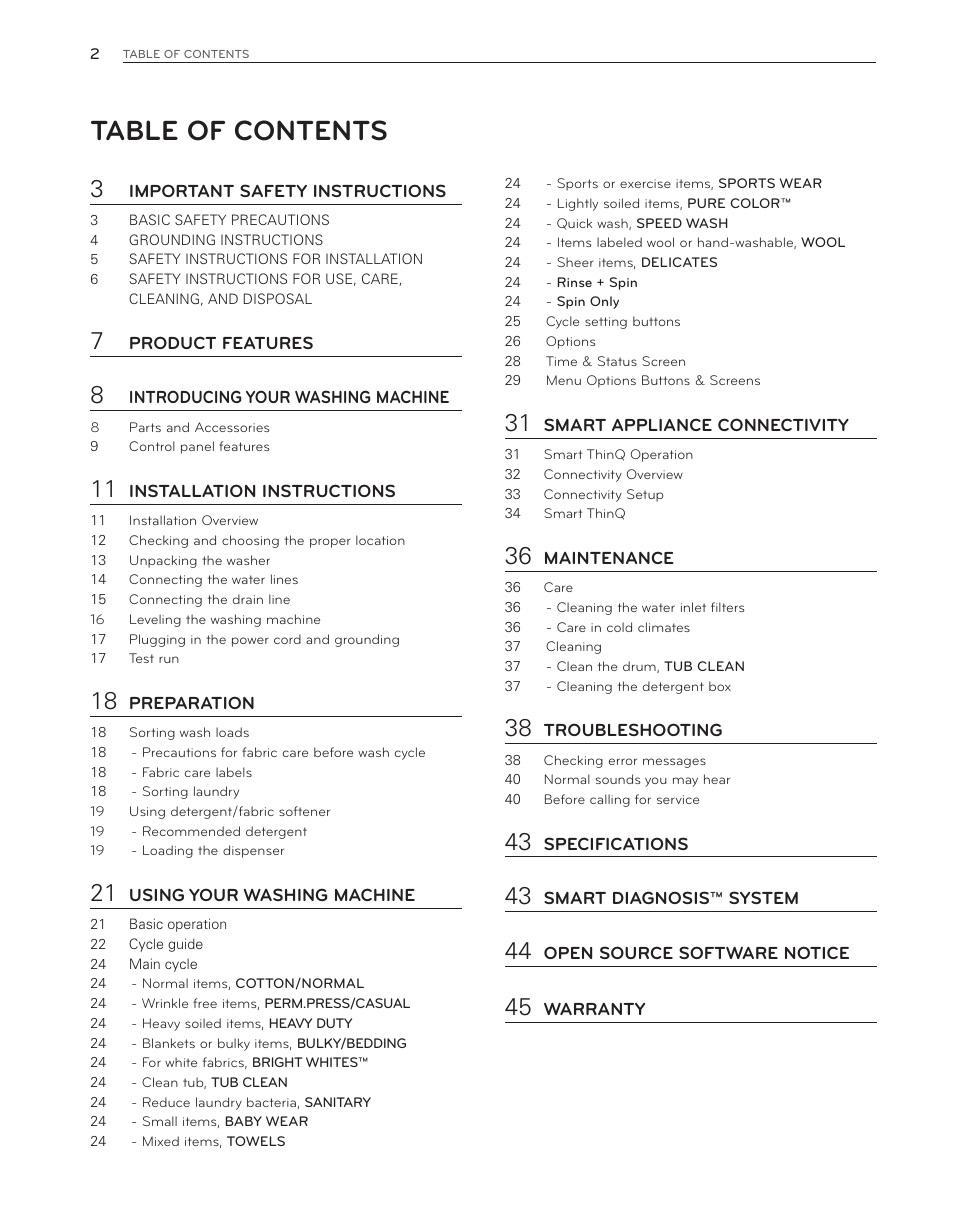 LG WT6001HV User Manual | Page 2 / 92