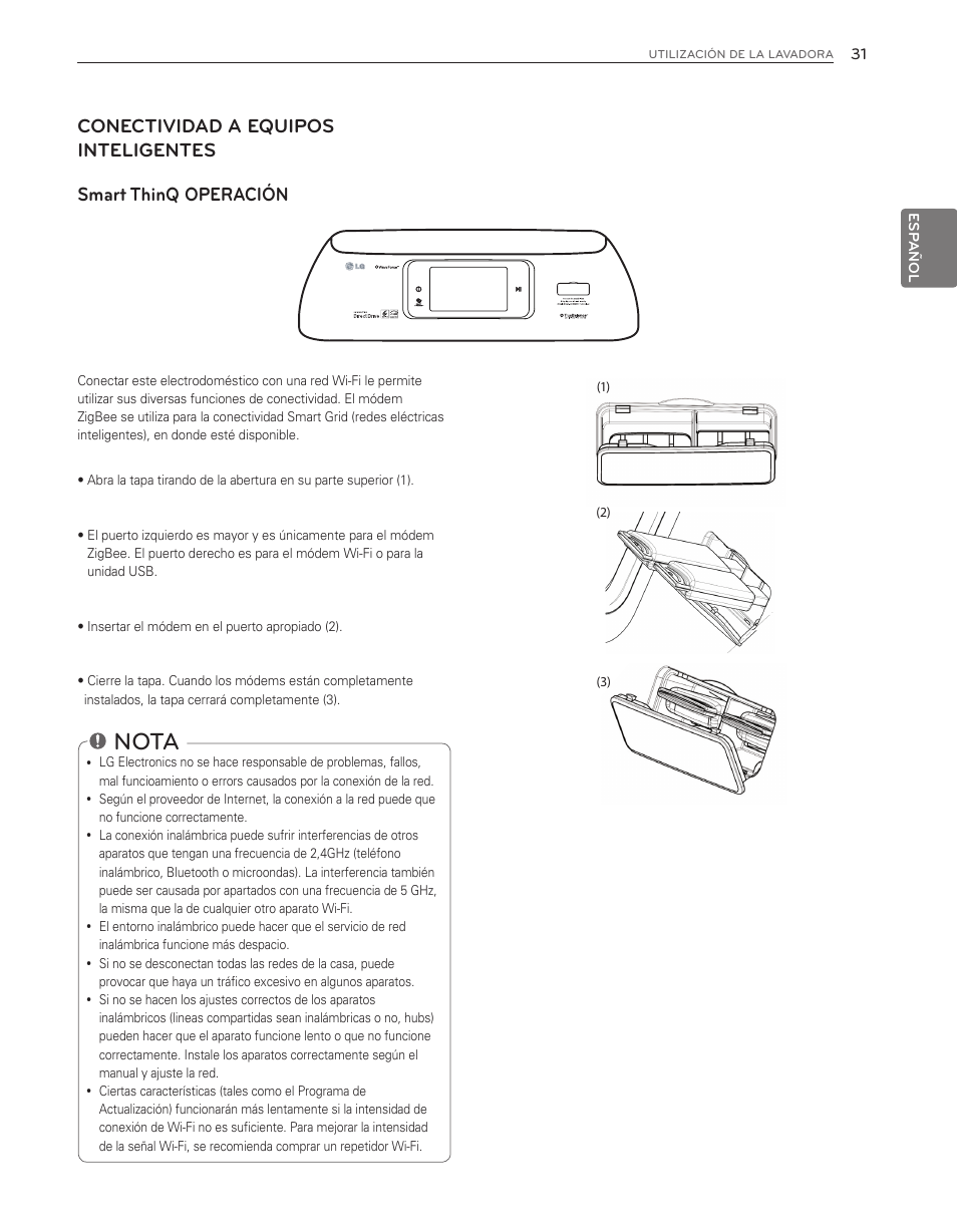 Nota | LG WT6001HV User Manual | Page 77 / 92
