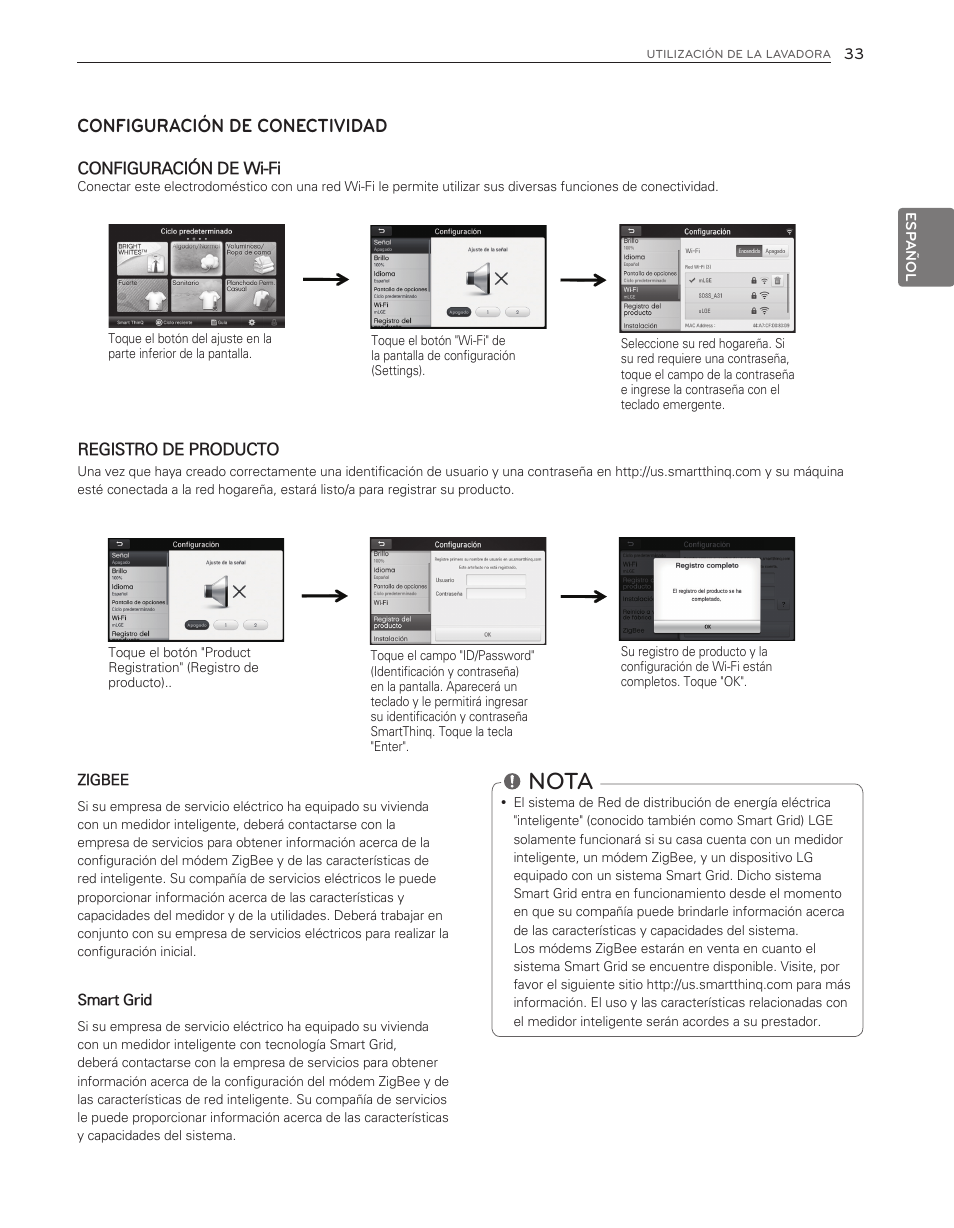 Nota, Configuración de conectividad | LG WT6001HV User Manual | Page 79 / 92