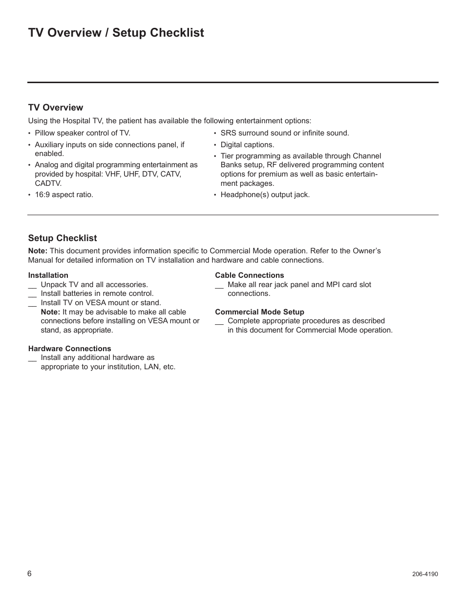 Tv overview / setup checklist | LG 42LD6DDH User Manual | Page 101 / 148