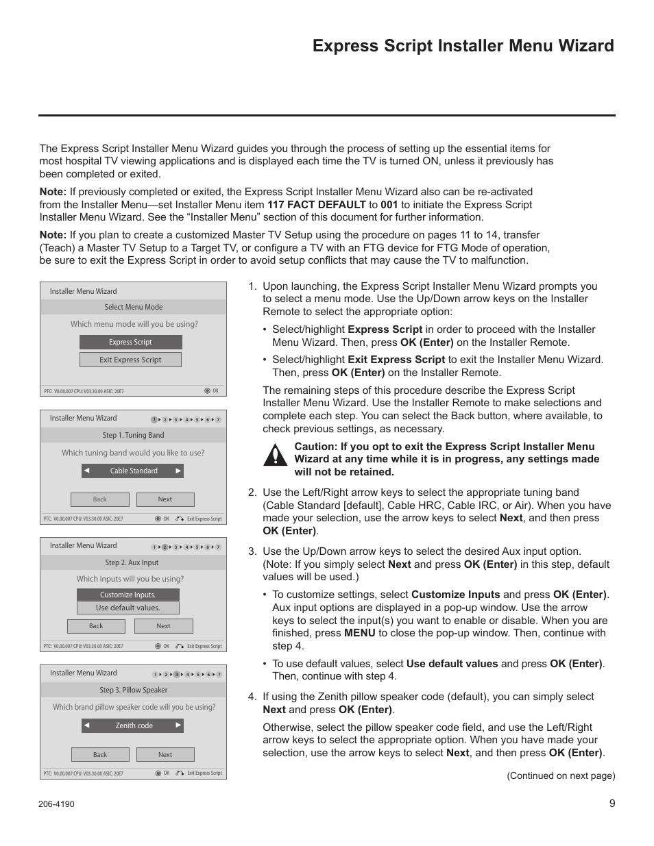 Express script installer menu wizard, Up/down/left/right arrow keys | LG 42LD6DDH User Manual | Page 104 / 148