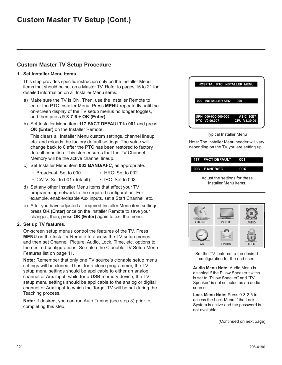 Custom master tv setup procedure, Custom master tv setup (cont.) | LG 42LD6DDH User Manual | Page 107 / 148