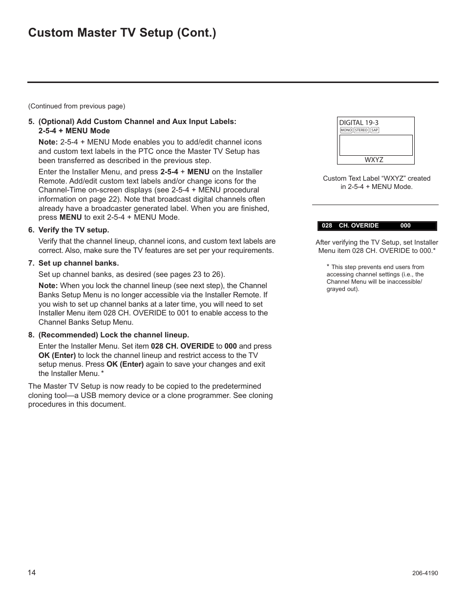 Custom master tv setup (cont.) | LG 42LD6DDH User Manual | Page 109 / 148