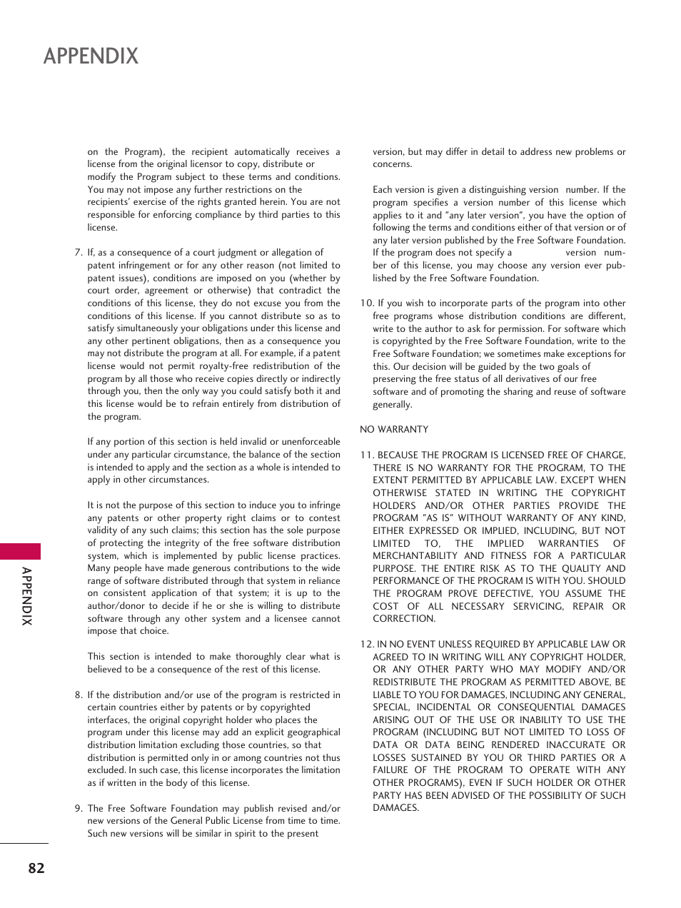 Appendix | LG 42LD6DDH User Manual | Page 83 / 148