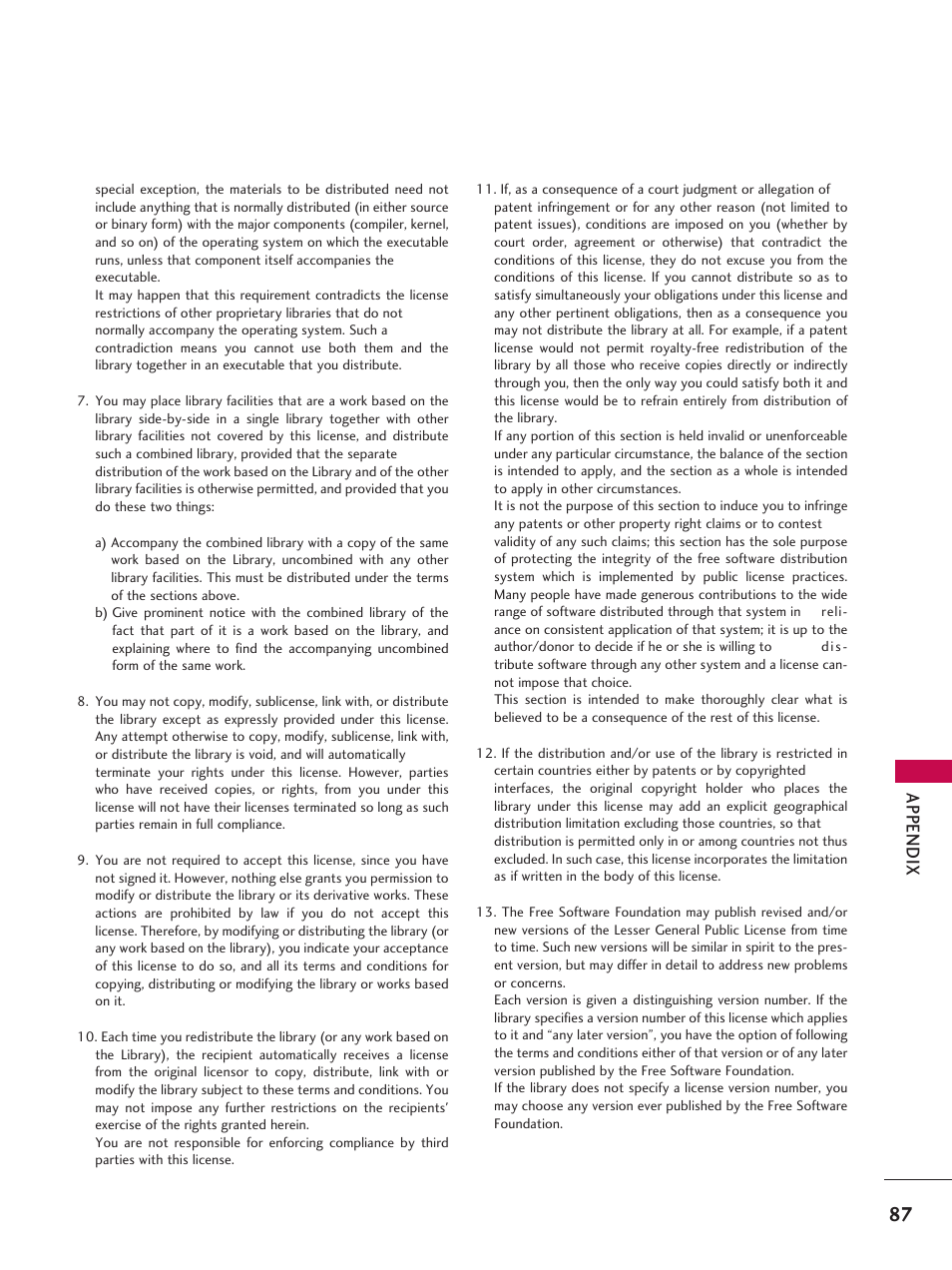 App en d ix | LG 42LD6DDH User Manual | Page 88 / 148