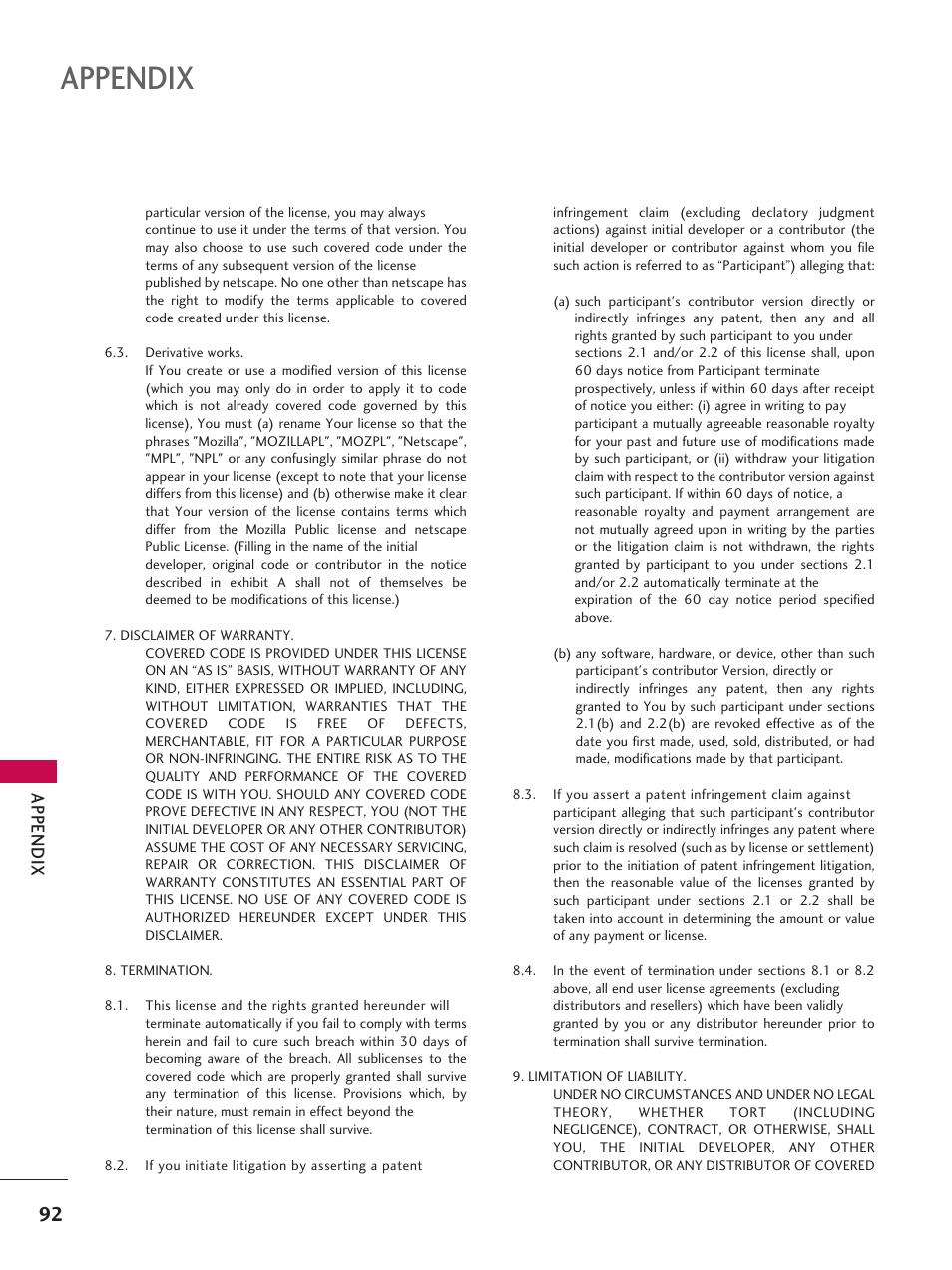 Appendix, App en d ix | LG 42LD6DDH User Manual | Page 93 / 148