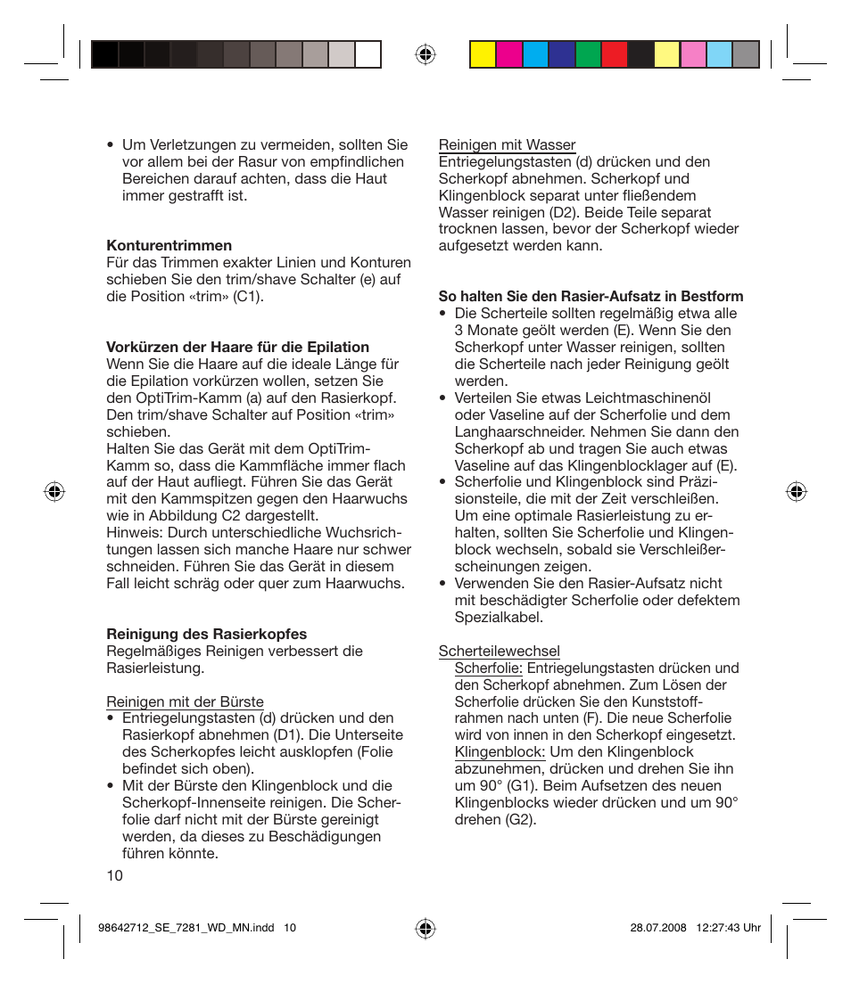 Braun 7281 User Manual | Page 10 / 109