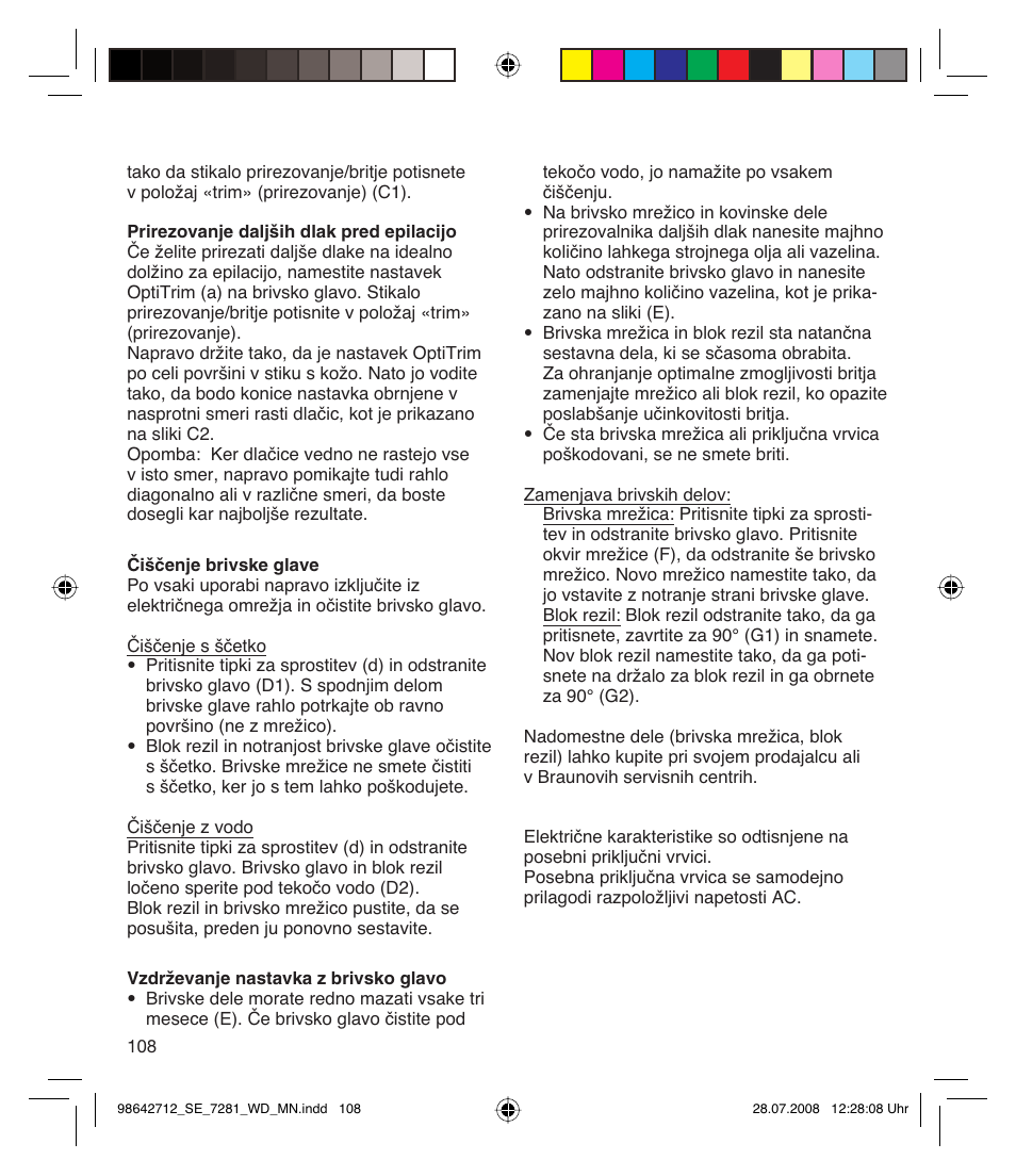 Braun 7281 User Manual | Page 108 / 109