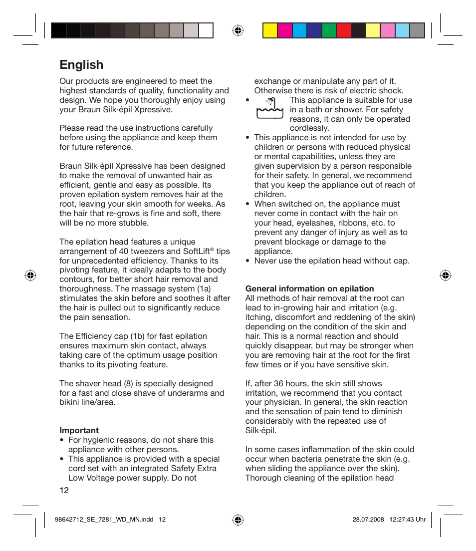 English | Braun 7281 User Manual | Page 12 / 109