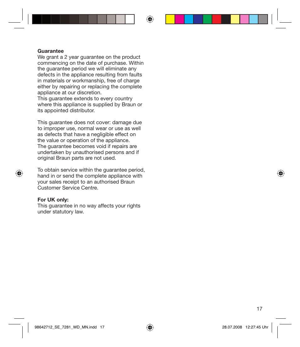 Braun 7281 User Manual | Page 17 / 109