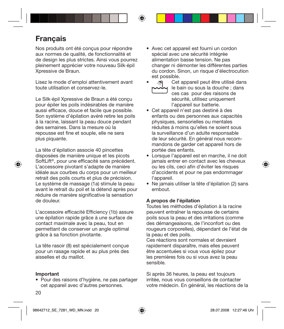 Français | Braun 7281 User Manual | Page 20 / 109