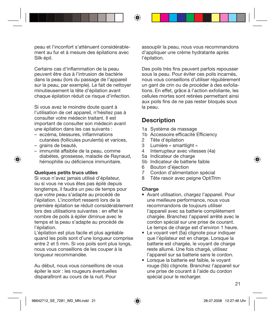 Description | Braun 7281 User Manual | Page 21 / 109