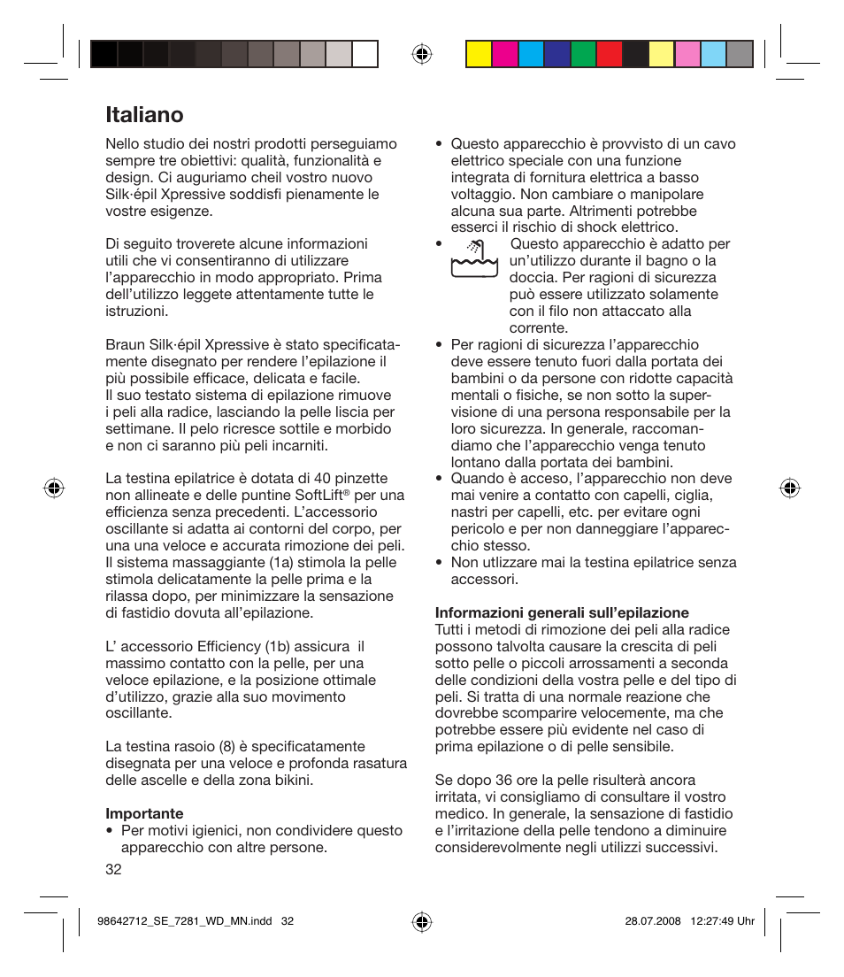 Italiano | Braun 7281 User Manual | Page 32 / 109