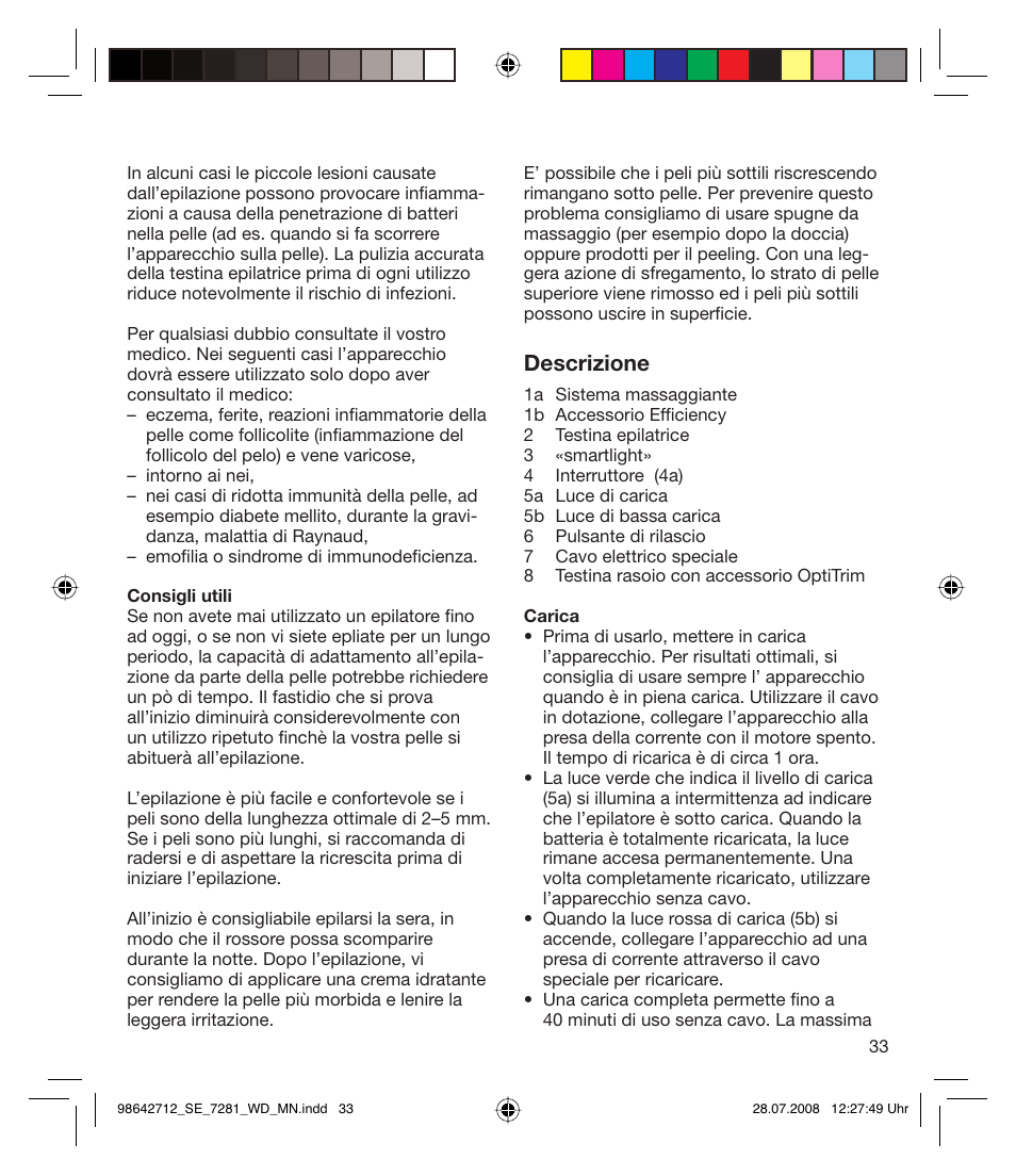 Descrizione | Braun 7281 User Manual | Page 33 / 109