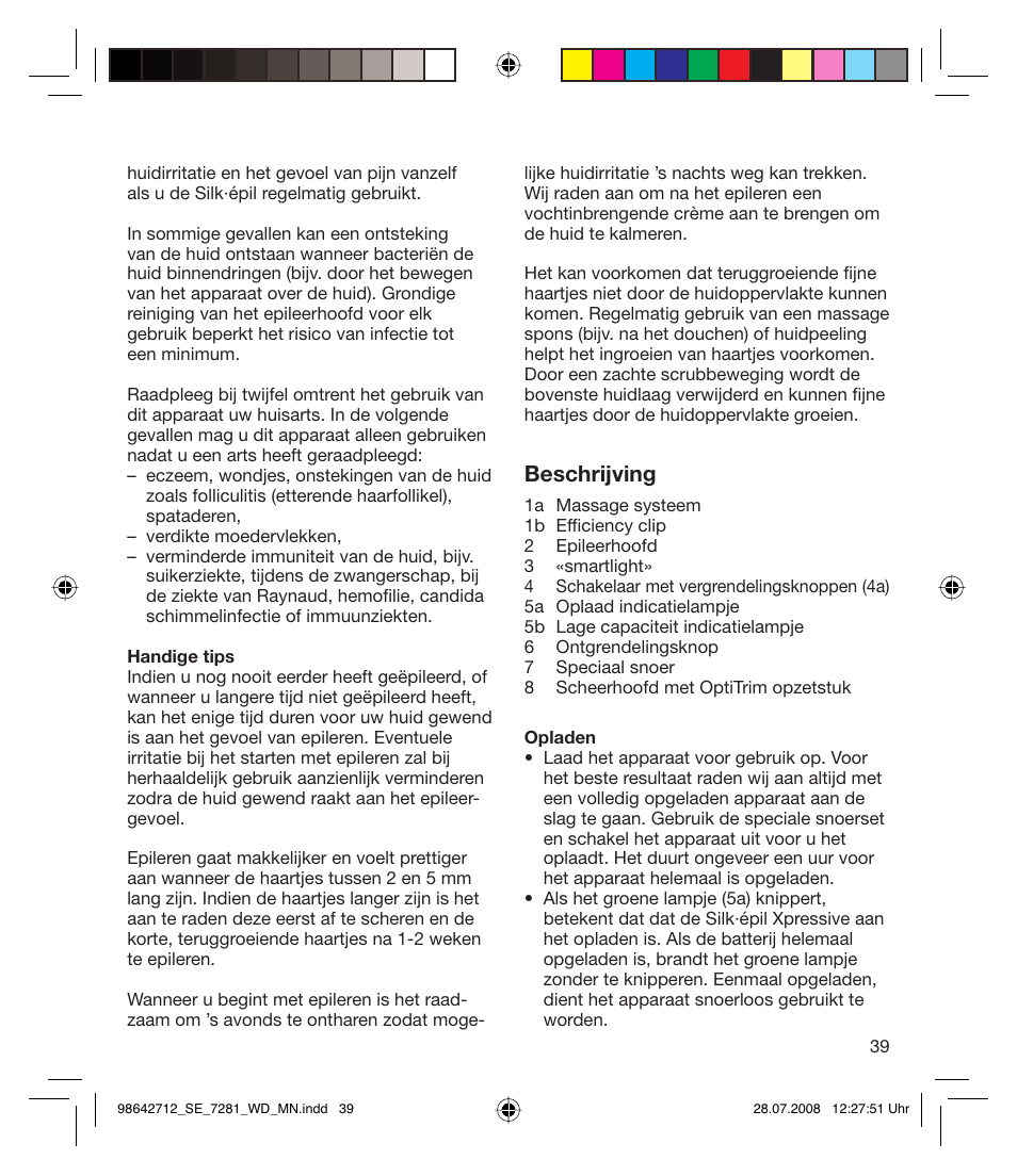 Beschrijving | Braun 7281 User Manual | Page 39 / 109