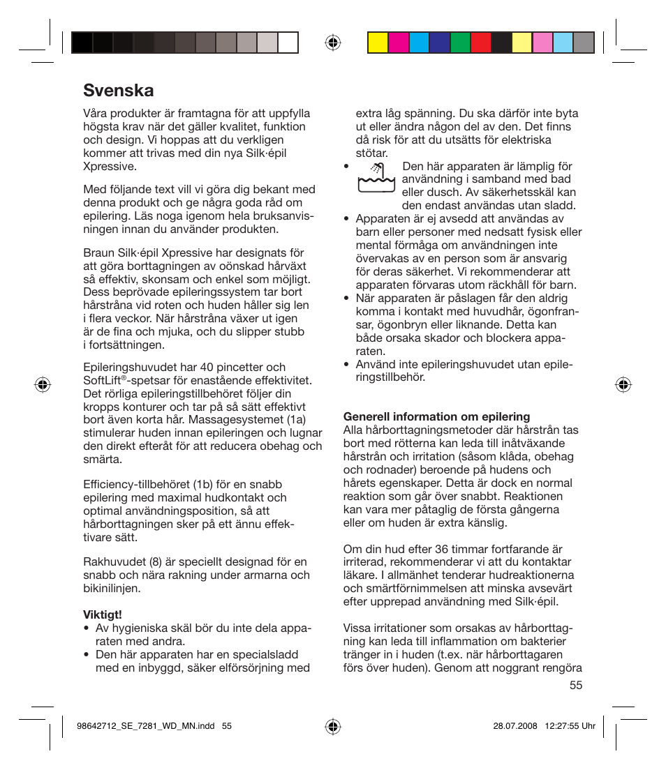 Svenska | Braun 7281 User Manual | Page 55 / 109