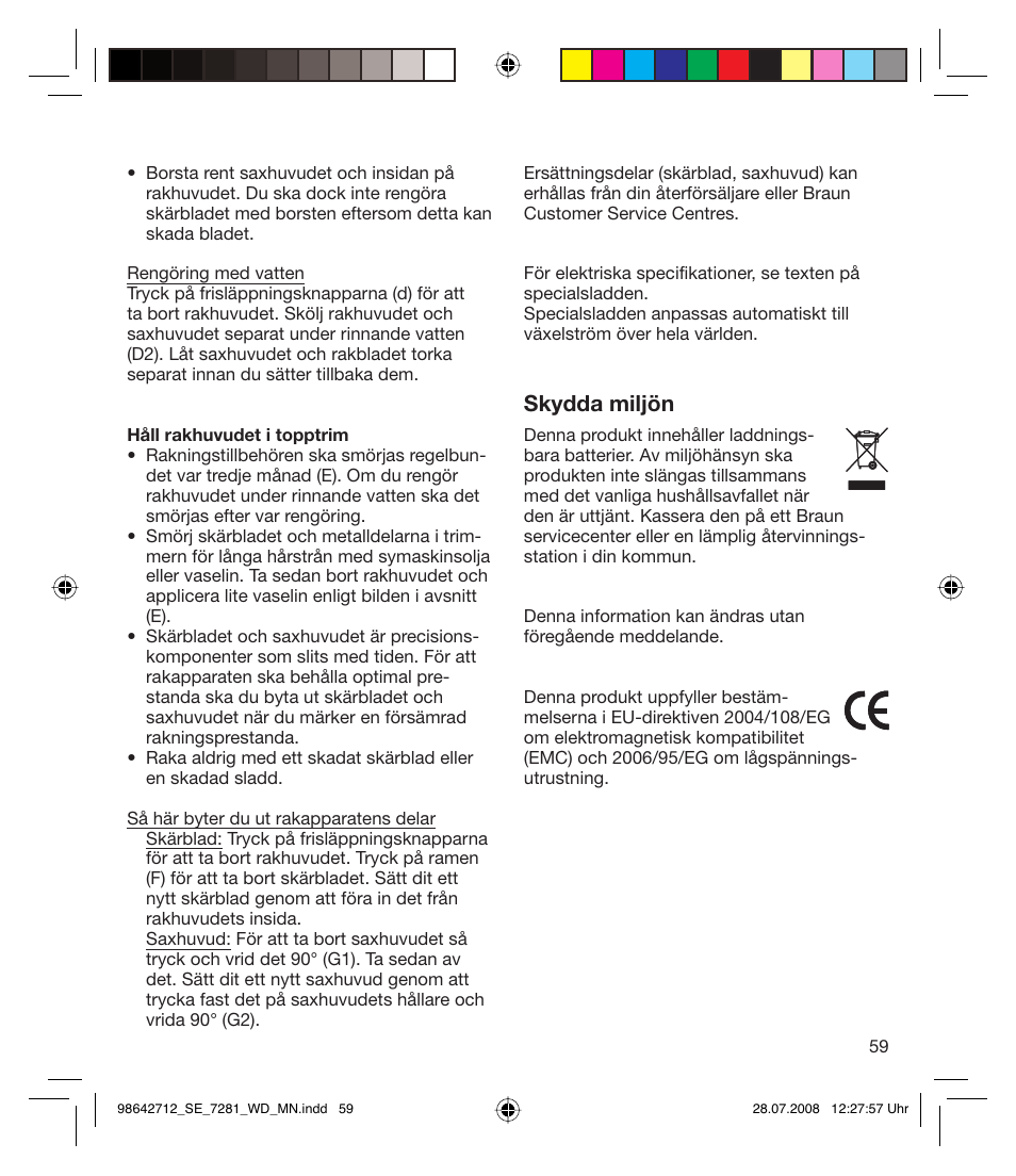 Skydda miljön | Braun 7281 User Manual | Page 59 / 109