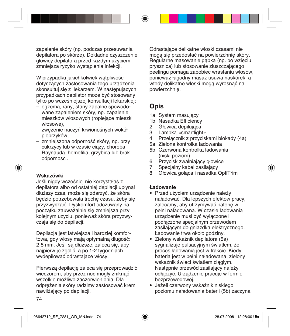 Opis | Braun 7281 User Manual | Page 74 / 109