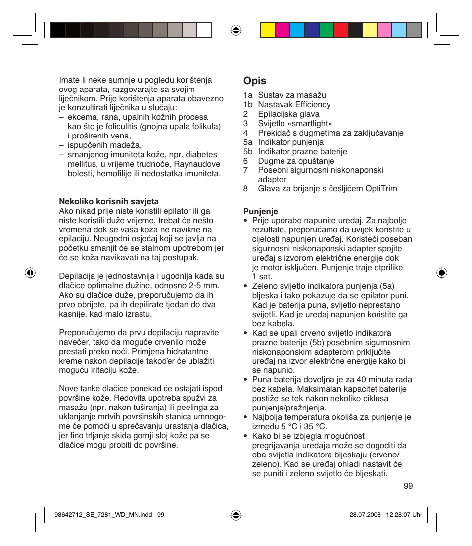 Opis | Braun 7281 User Manual | Page 99 / 109