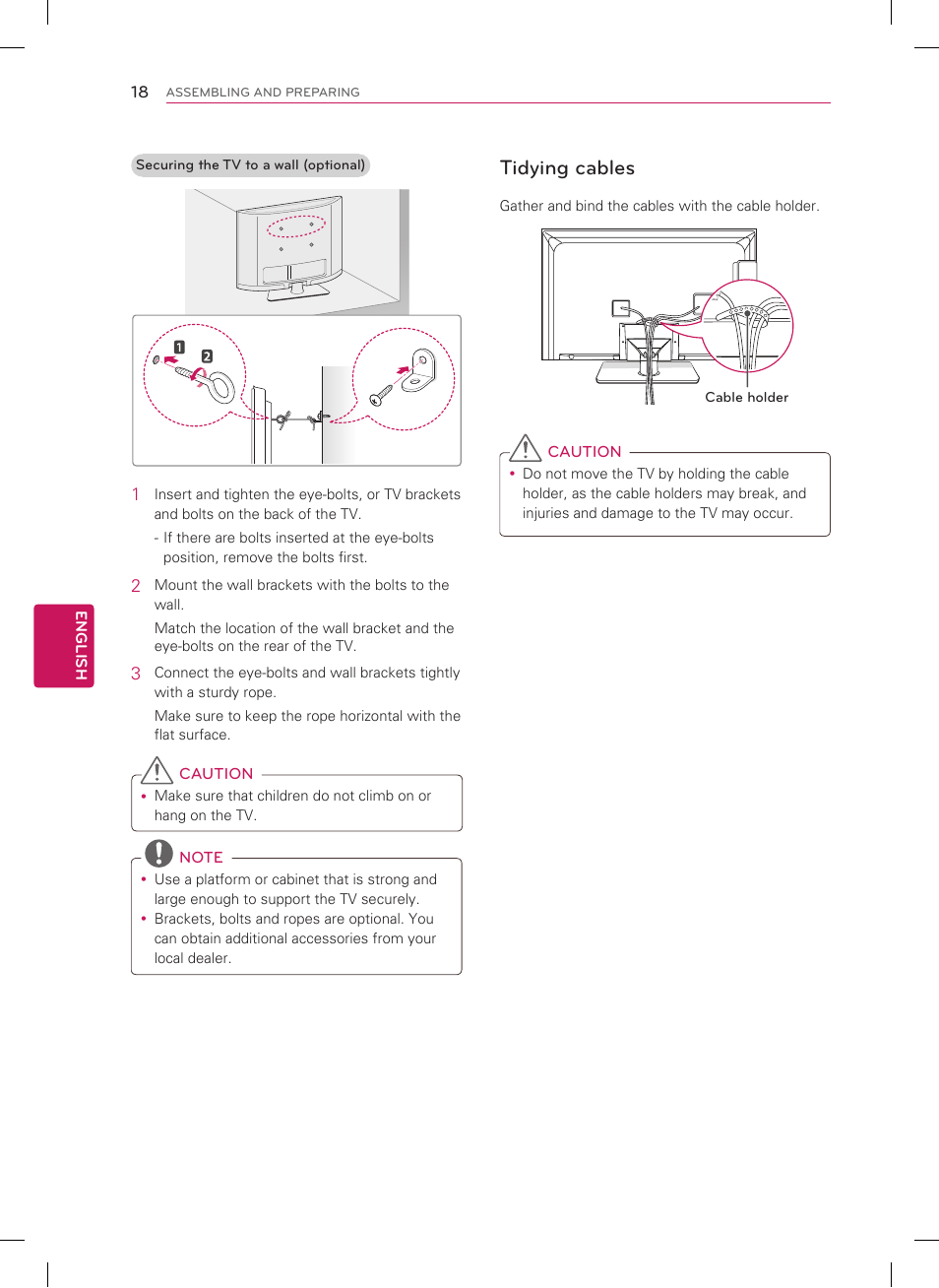 Tidying cables | LG 60LS5700 User Manual | Page 18 / 40