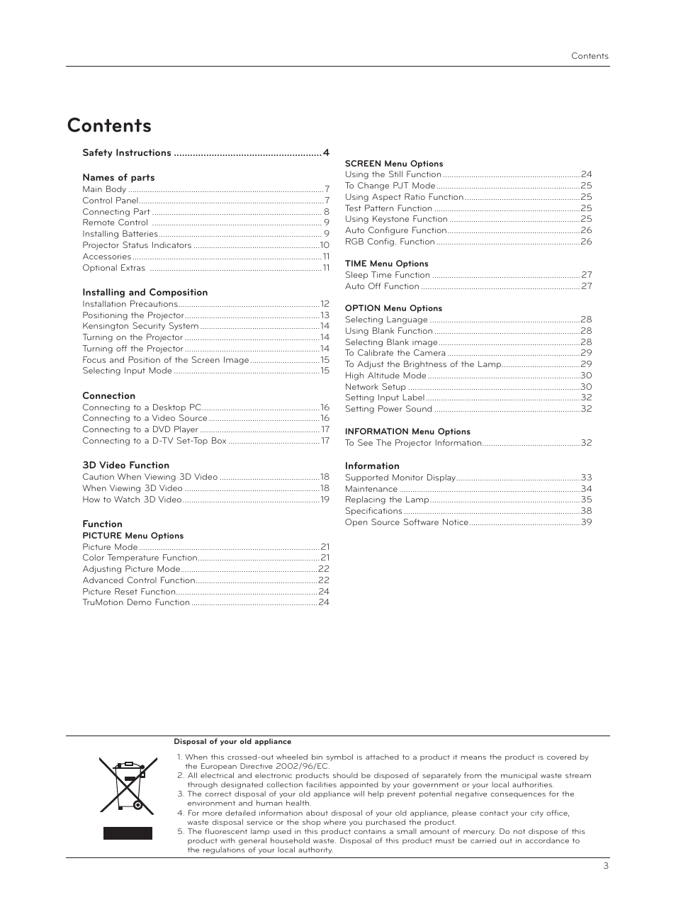 LG CF3D User Manual | Page 3 / 40