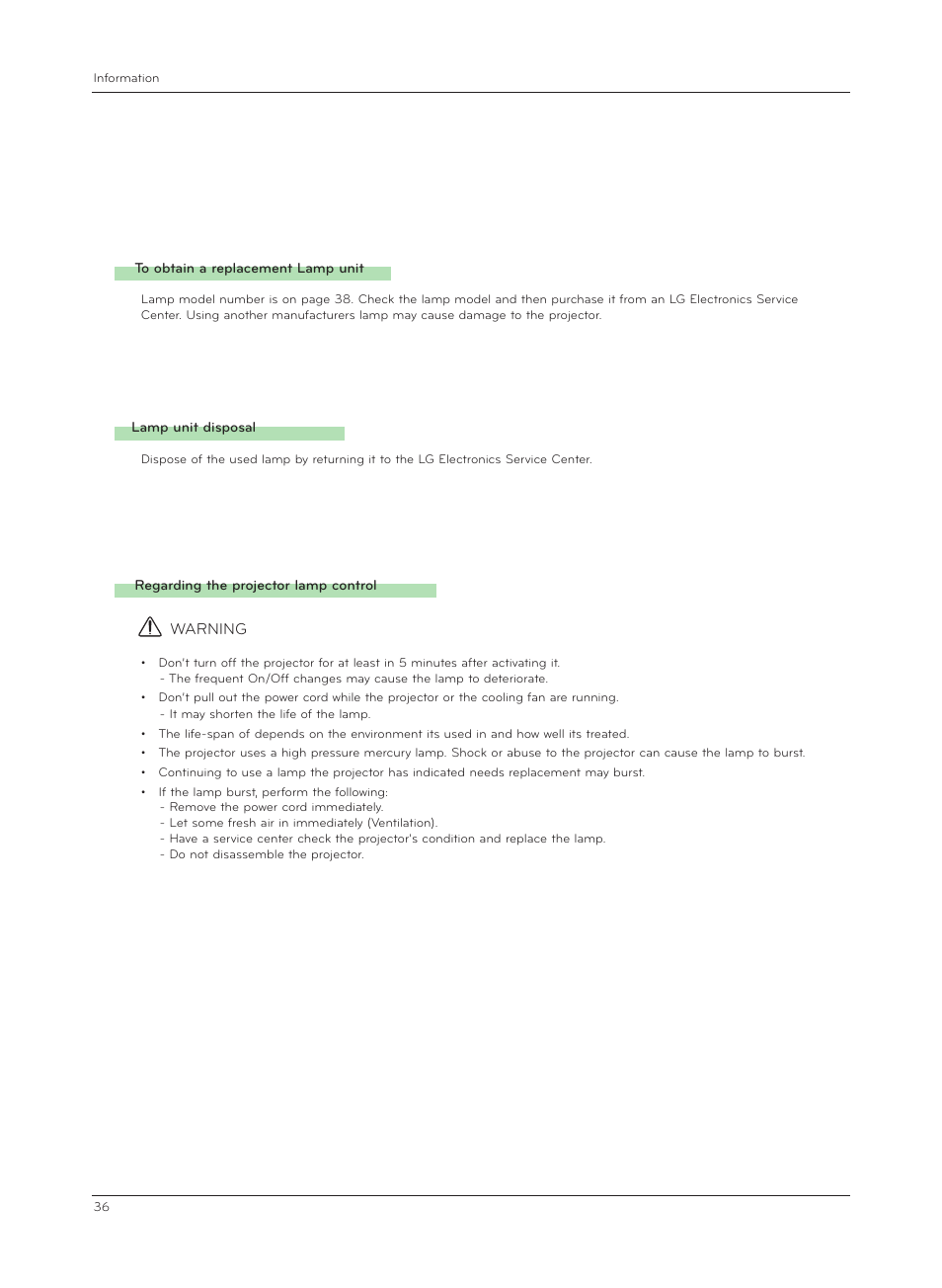 LG CF3D User Manual | Page 36 / 40