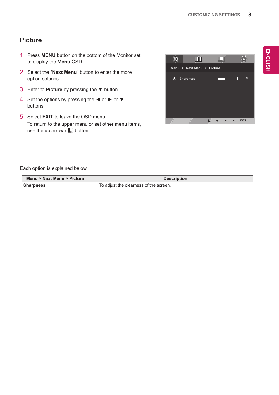 Picture | LG 22EA53T-P User Manual | Page 13 / 29