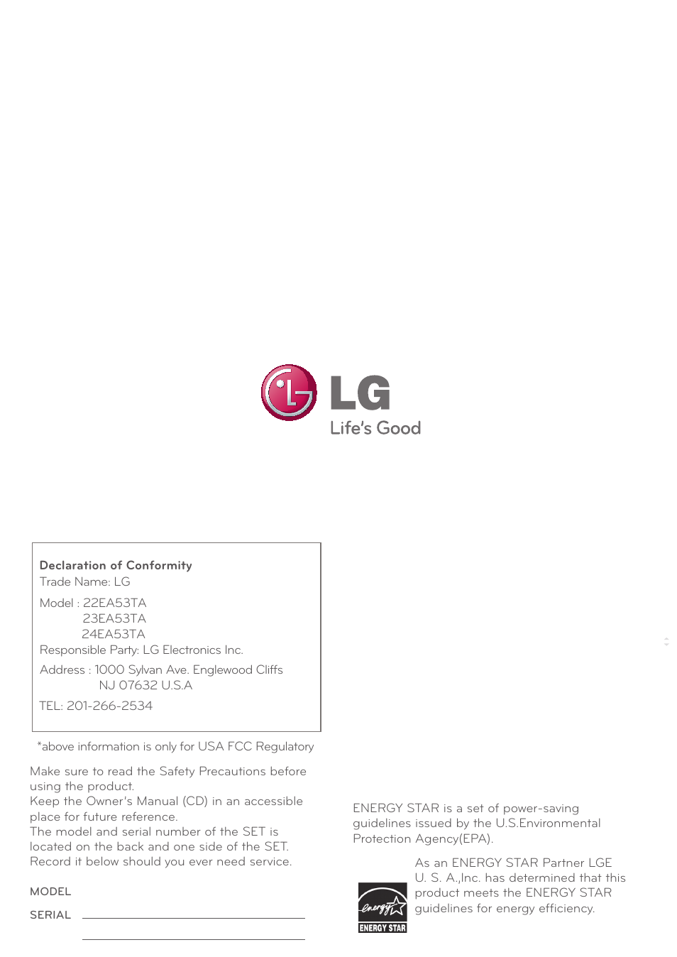 LG 22EA53T-P User Manual | Page 29 / 29