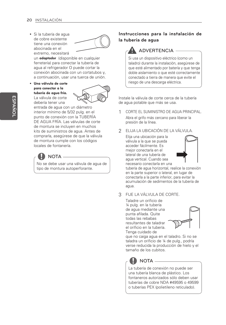 Nota, Advertencia | LG LFX21976ST User Manual | Page 128 / 164