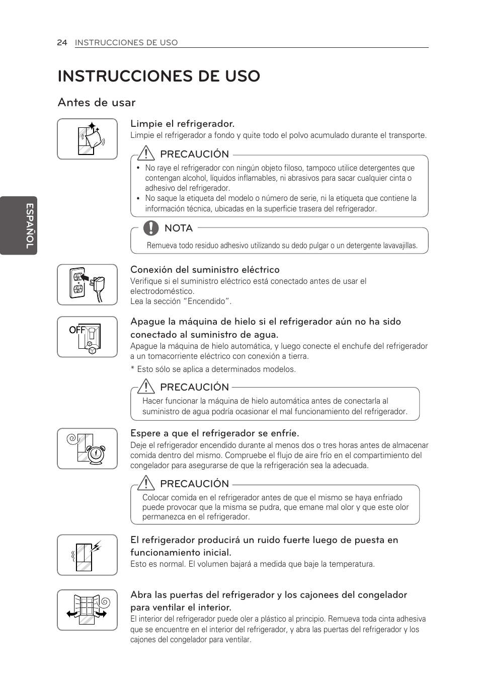 Instrucciones de uso, Antes de usar | LG LFX21976ST User Manual | Page 132 / 164