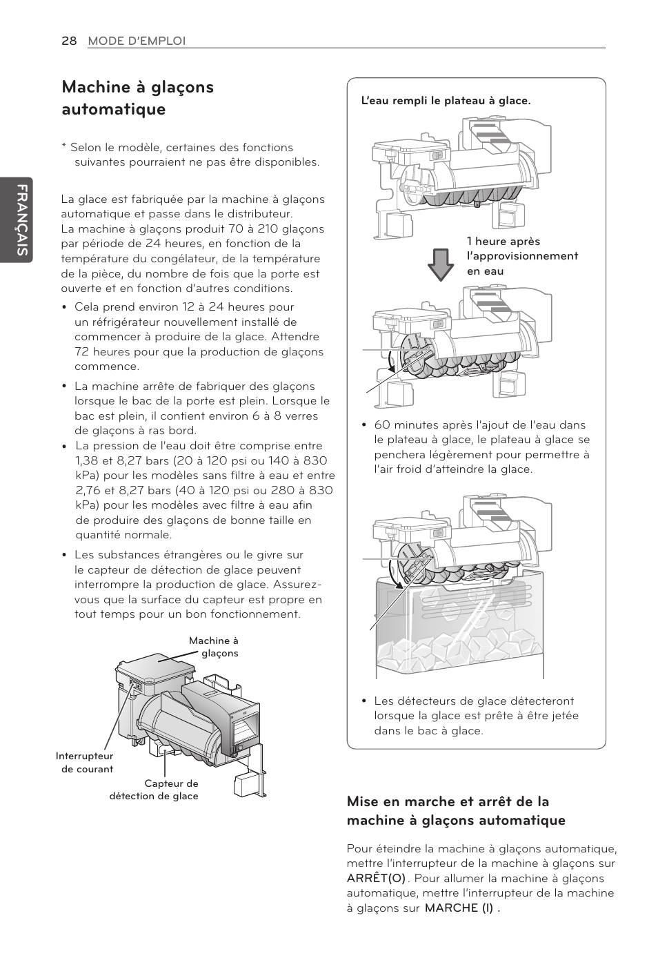 Machine à glaçons automatique | LG LFX21976ST User Manual | Page 82 / 164