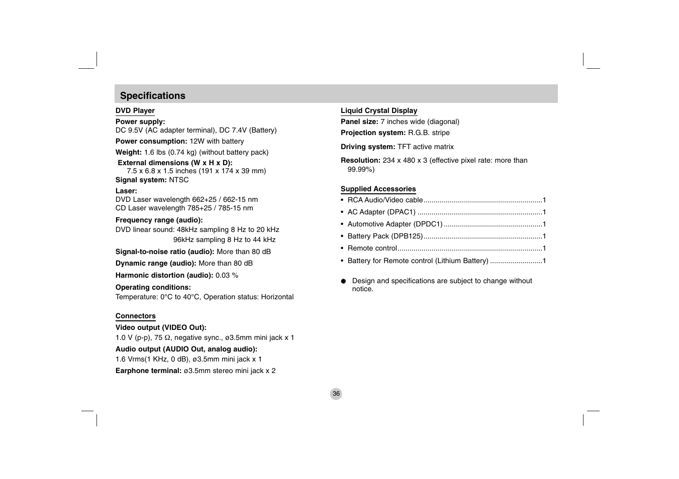 LG DVP615 User Manual | Page 36 / 40