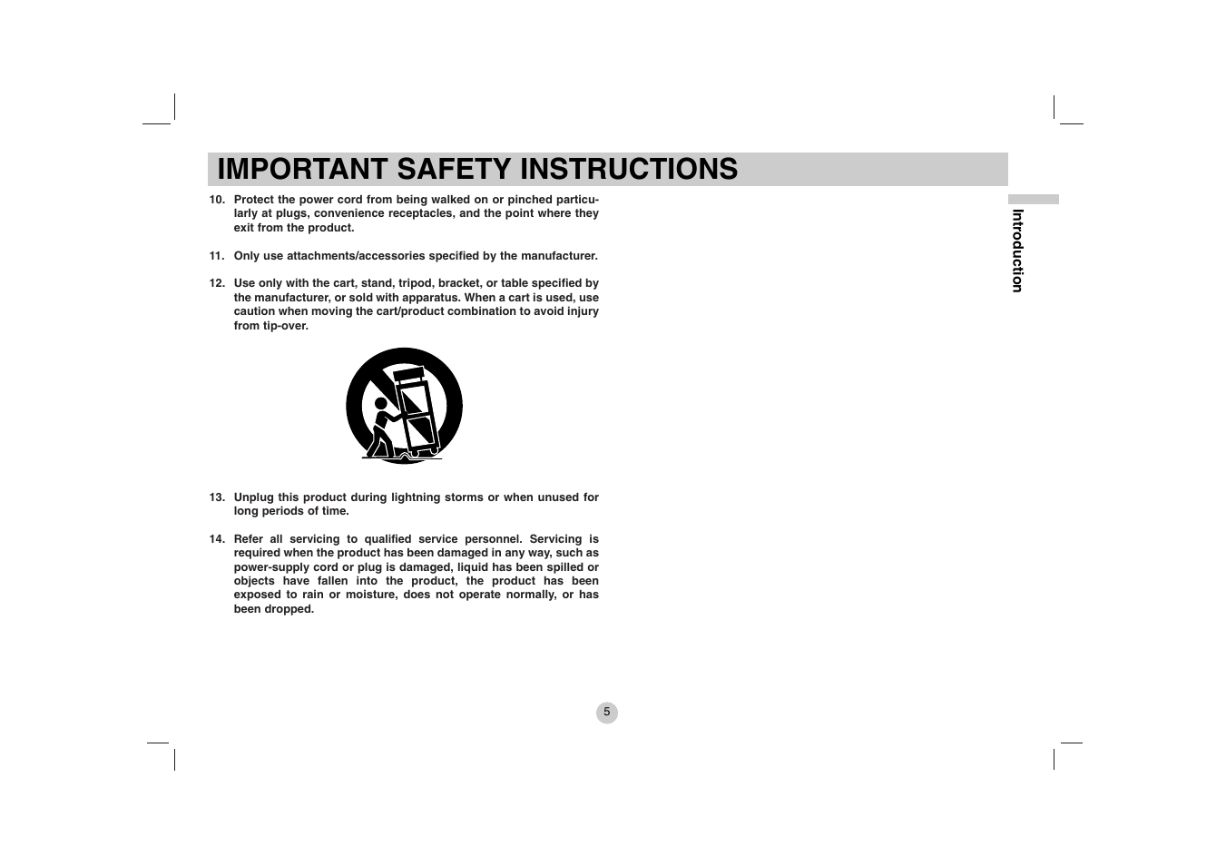 Important safety instructions | LG DVP615 User Manual | Page 5 / 40