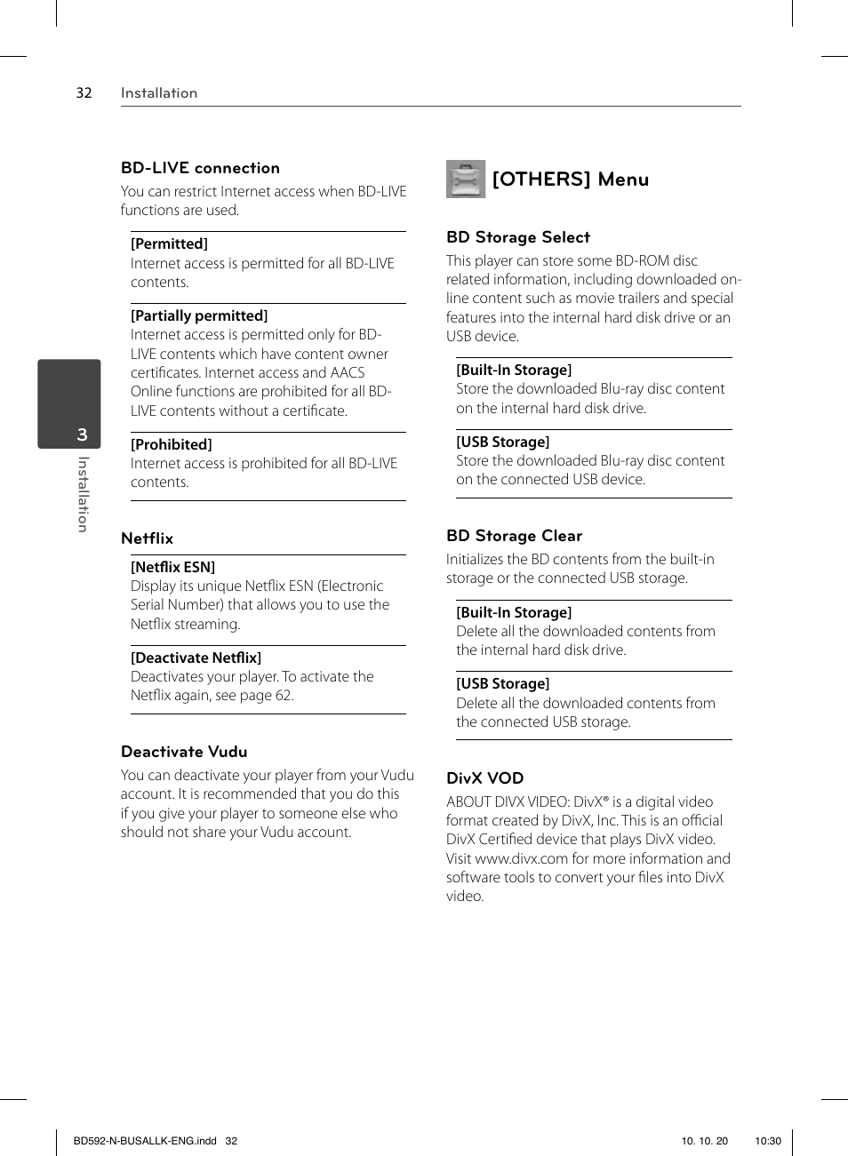 Others] menu | LG BD590 User Manual | Page 32 / 112